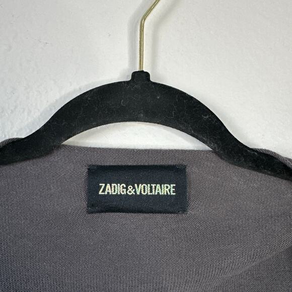 ZADIG & VOLTAIRE Daphnee Cashmere Blend Cardigan Size Small Gray Distressed - Picture 4 of 10